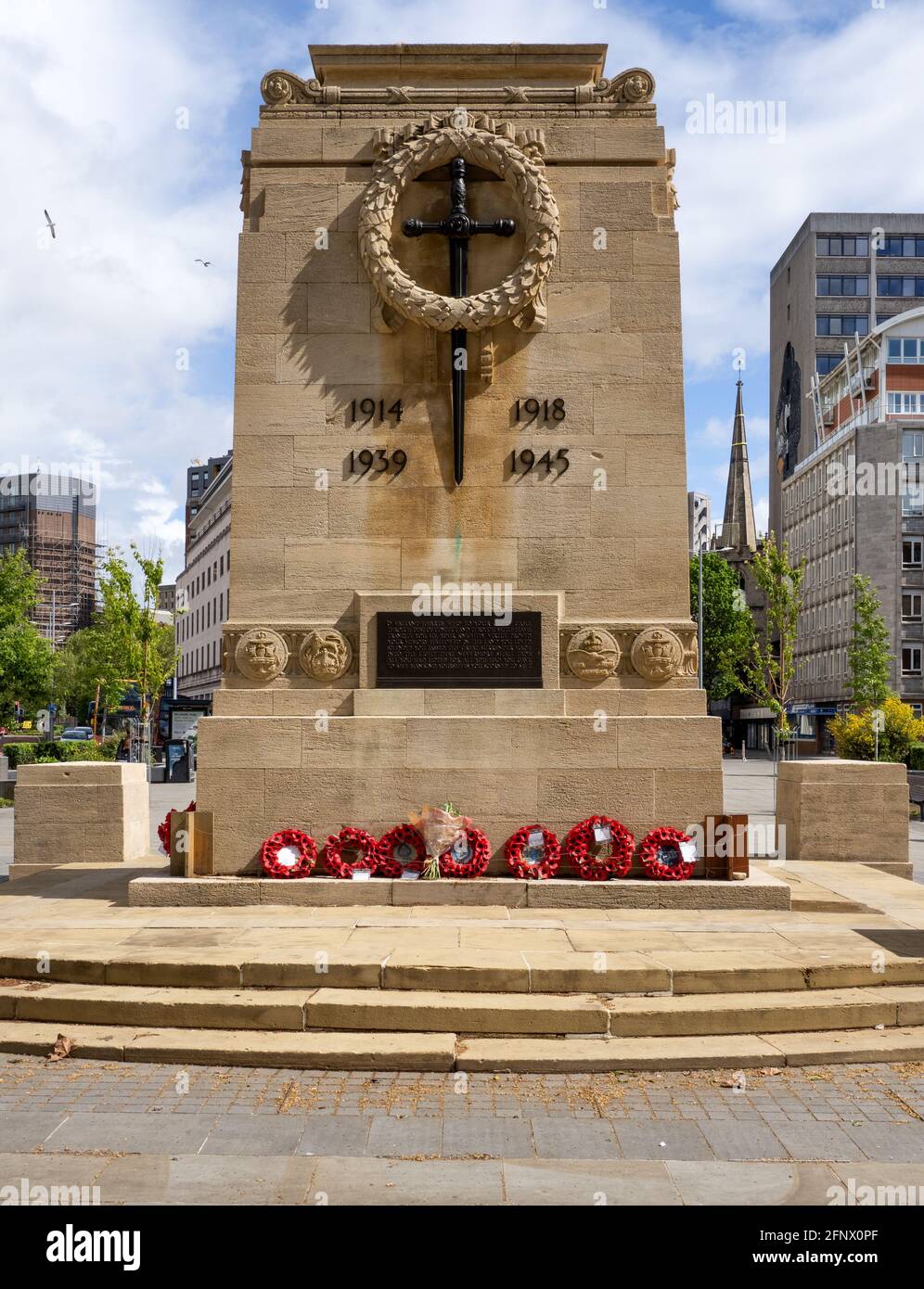 The Cenotaph memorial to the dead of the First and Second World Wars in Bristol City Centre UK Stock Photo