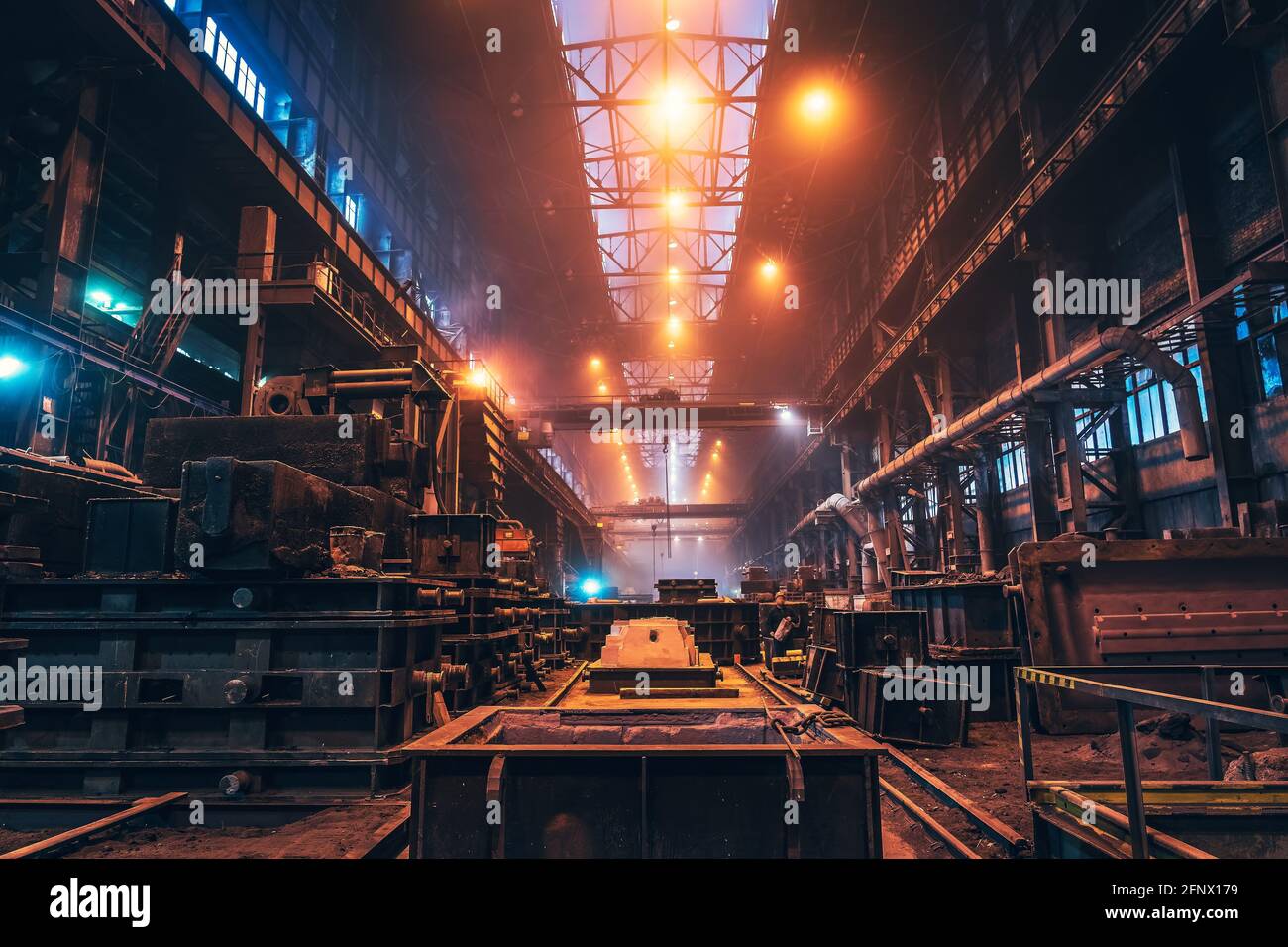 Inside the production of iron and steel hires stock photography and