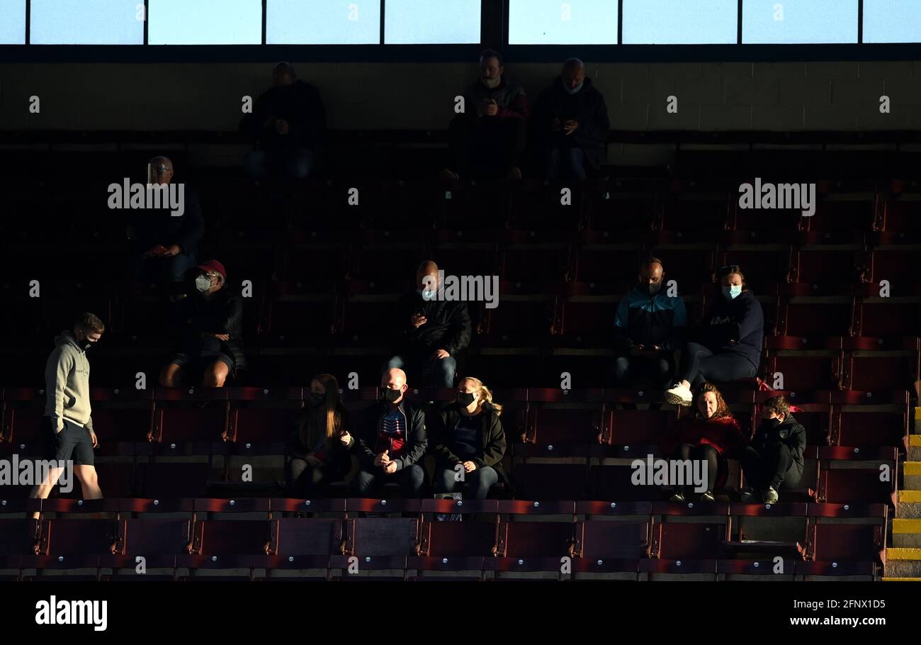 Burnley fans in the stands ahead of the Premier League match at Turf Moor, Burnley. Picture date: Wednesday May 19, 2021. Stock Photo