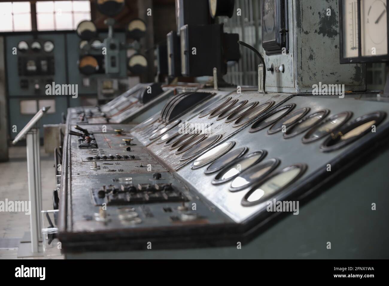 Control Panel of an old Power Plant Stock Photo - Alamy
