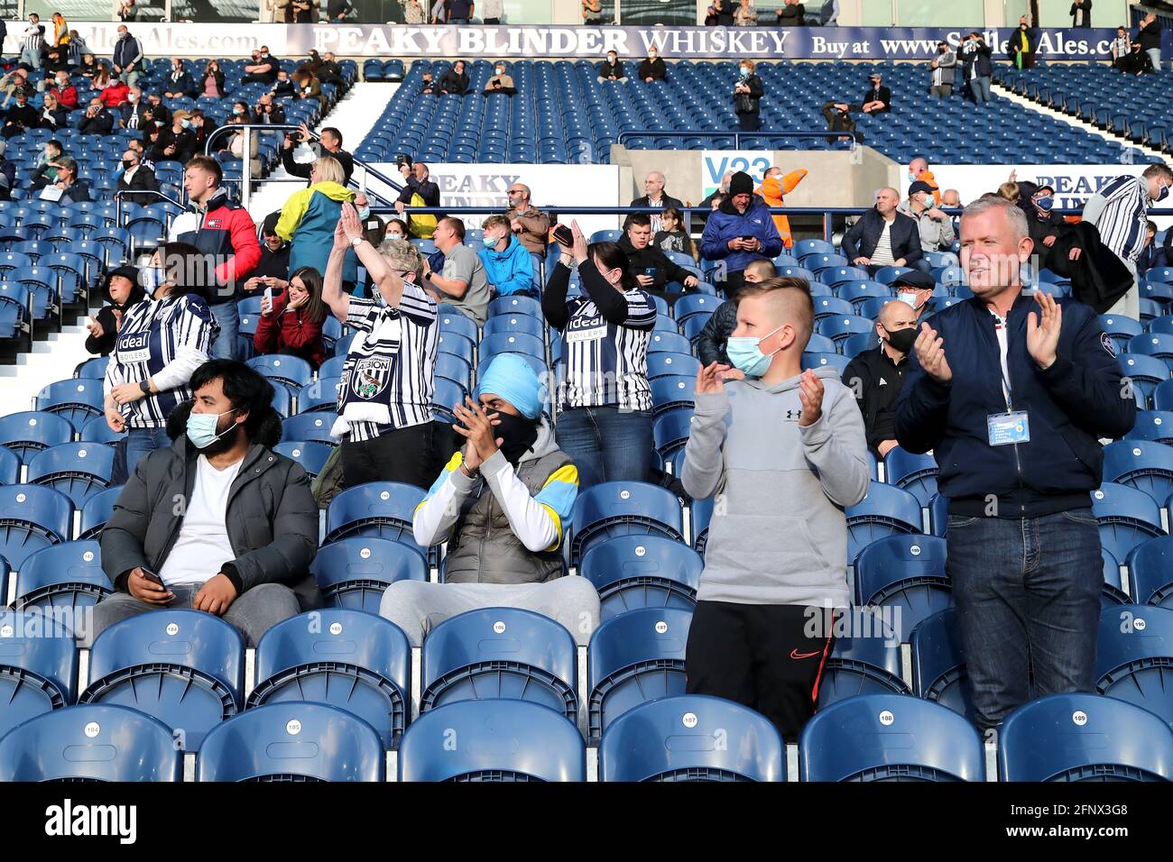 West Bromwich Albion fans before the Premier League match at The Hawthorns, West Bromwich. Picture date: Wednesday May 19, 2021. Stock Photo