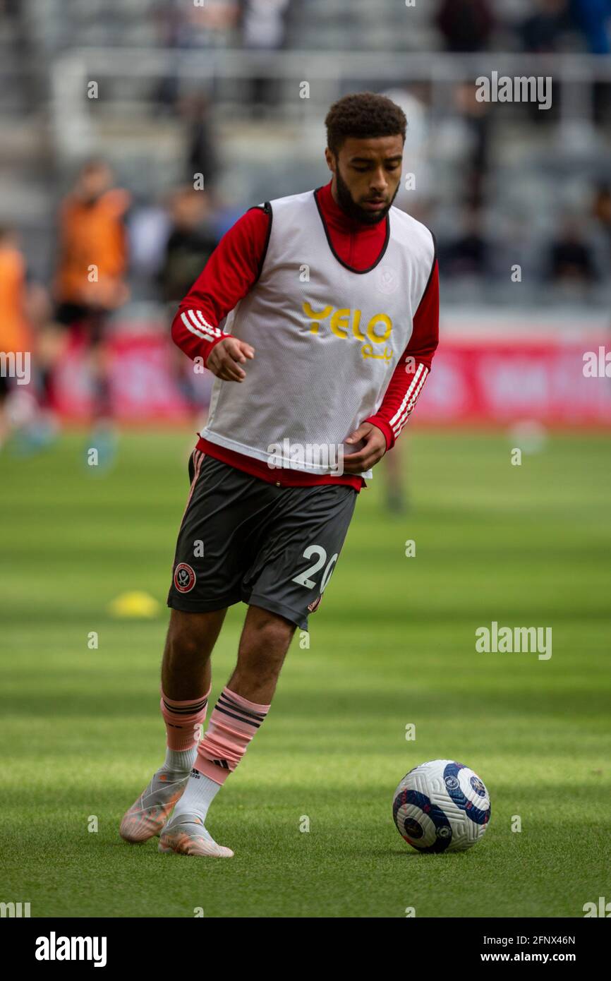 Newcastle, UK. 19th May 2021; St James Park, Newcastle, Tyne and Wear, England; English Premier League Football, Newcastle United versus Sheffield United; Jayden Bogle of Sheffield United during warm up Credit: Action Plus Sports Images/Alamy Live News Stock Photo
