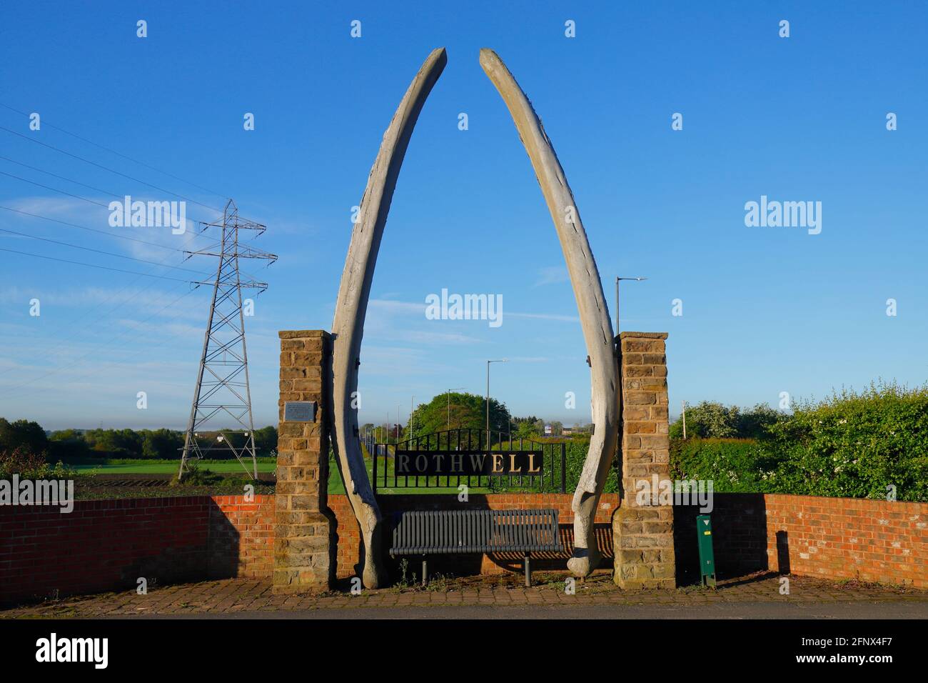 The Jaw bones of a whale on Wood Lane in Rothwell Stock Photo Alamy