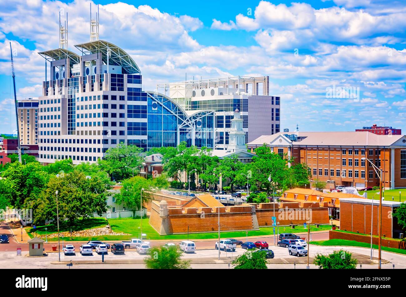 Government Plaza and the Fort of Colonial Mobile are pictured, May 14