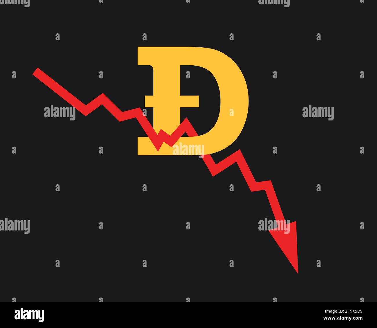 Dogecoin chart and diagram - valuation and price of digital currency is  decreasing and going down. Decline, fall, plunge and descend of value and  cost Stock Photo - Alamy