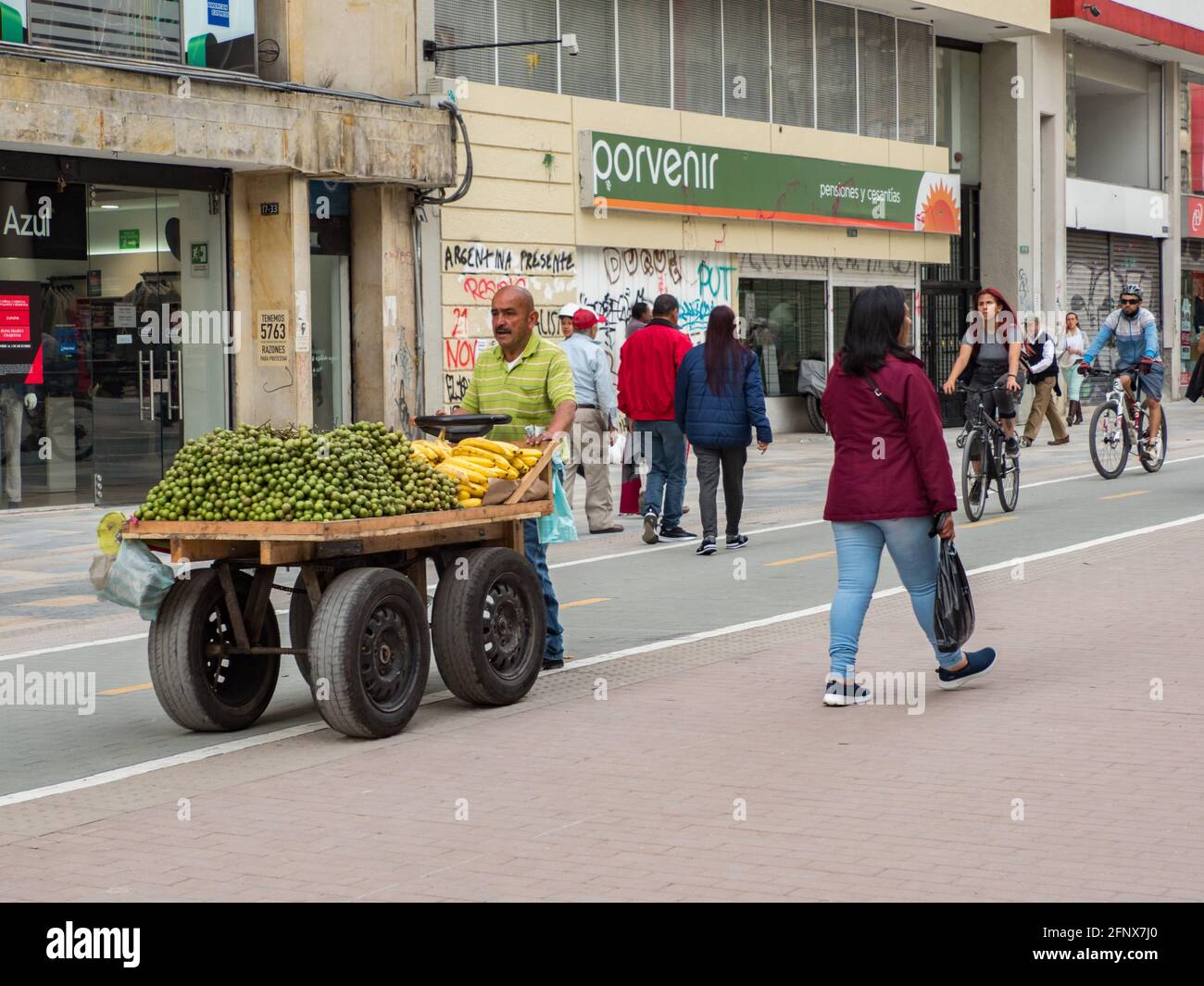 Bogota, Colombia November 2019 People and their small businesses on the street, Colombian