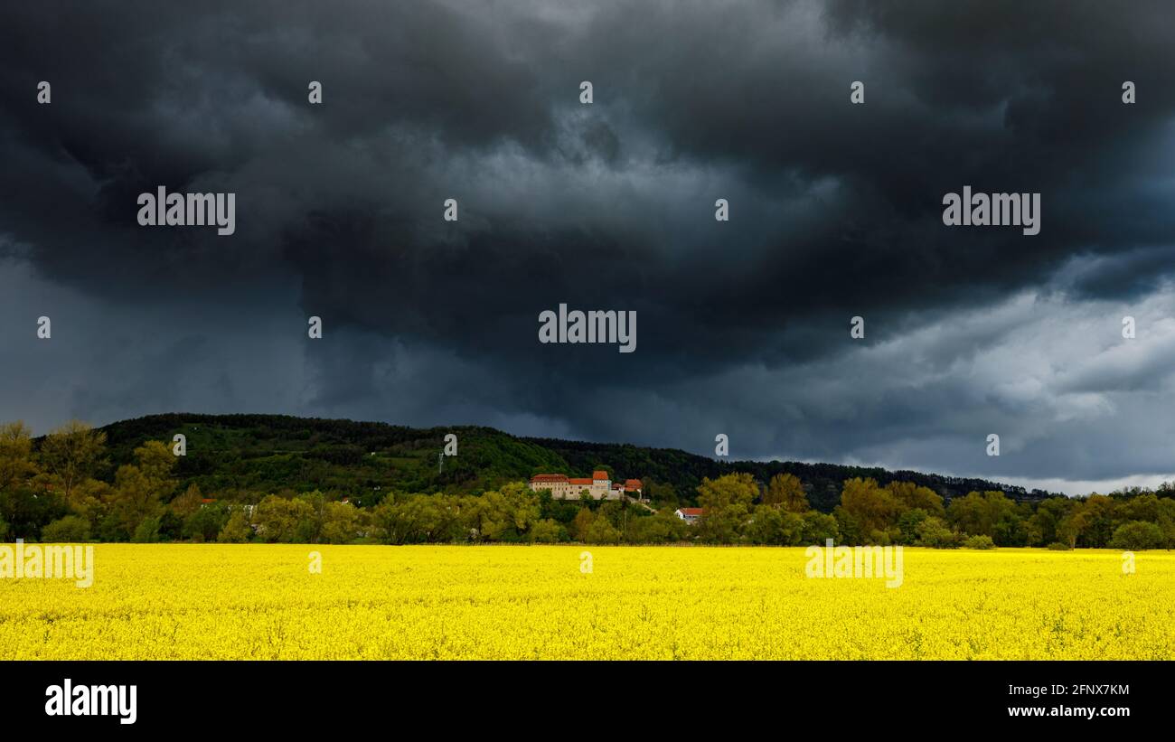The Creuzburg castle in Thuringia in a thunderstorm Stock Photo - Alamy