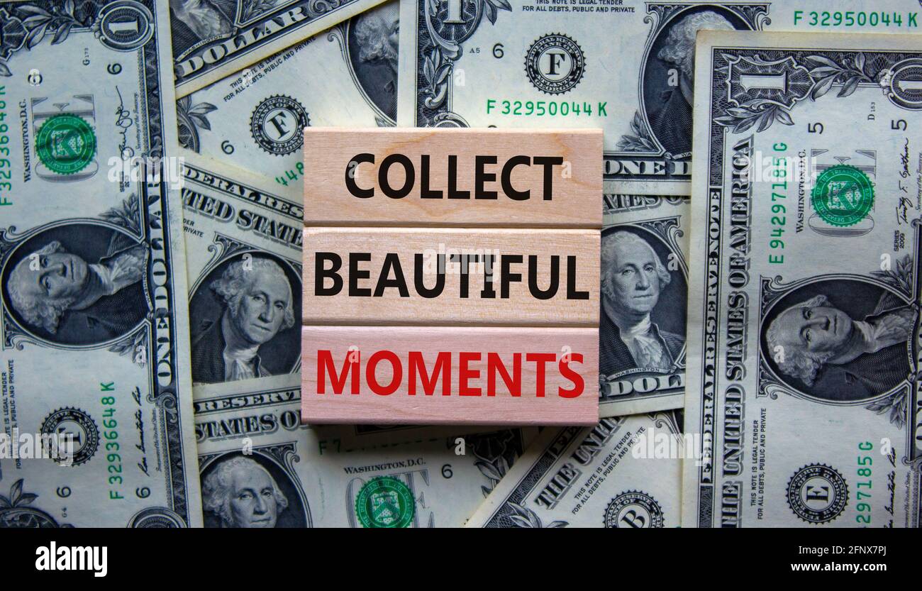 Collect beautiful moments symbol Wooden blocks with words #39 Collect