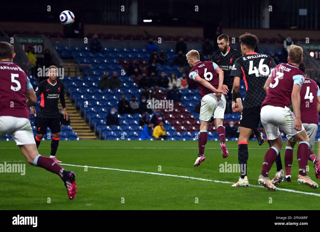 Liverpool's Nathaniel Phillips scores the second goal of the game during the Premier League match at Turf Moor, Burnley. Picture date: Wednesday May 19, 2021. Stock Photo