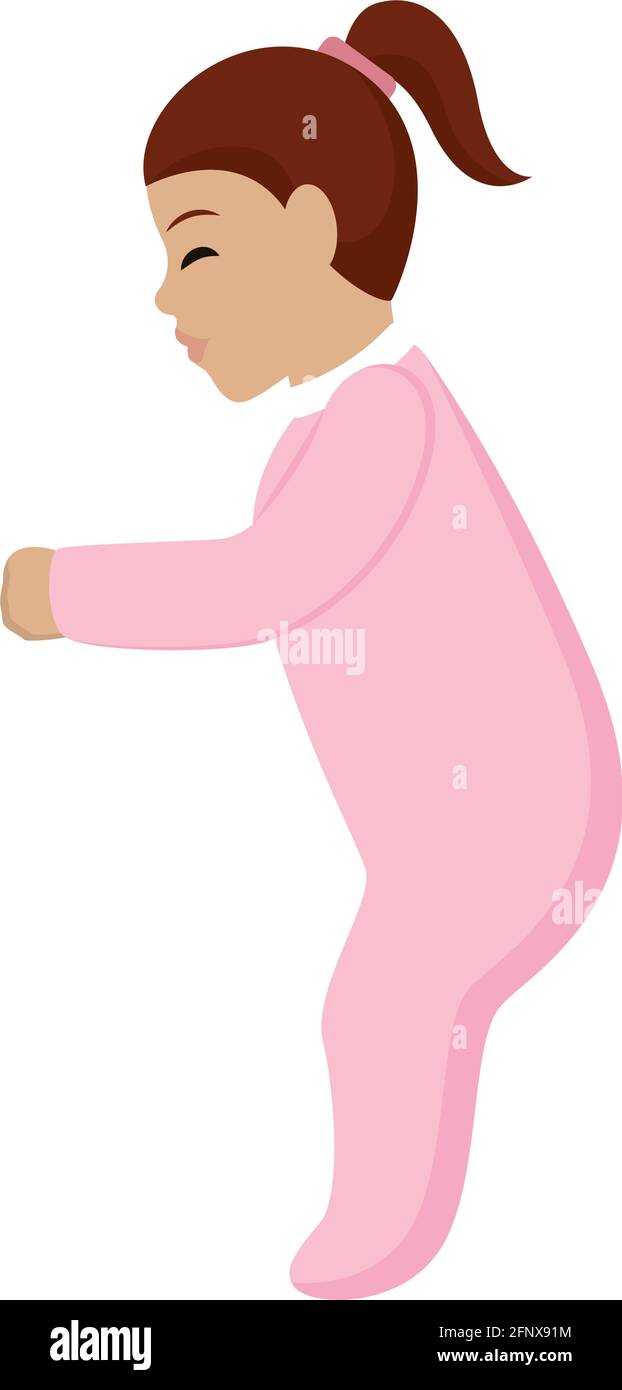 Isolated asleep baby girl character Vector Stock Vector