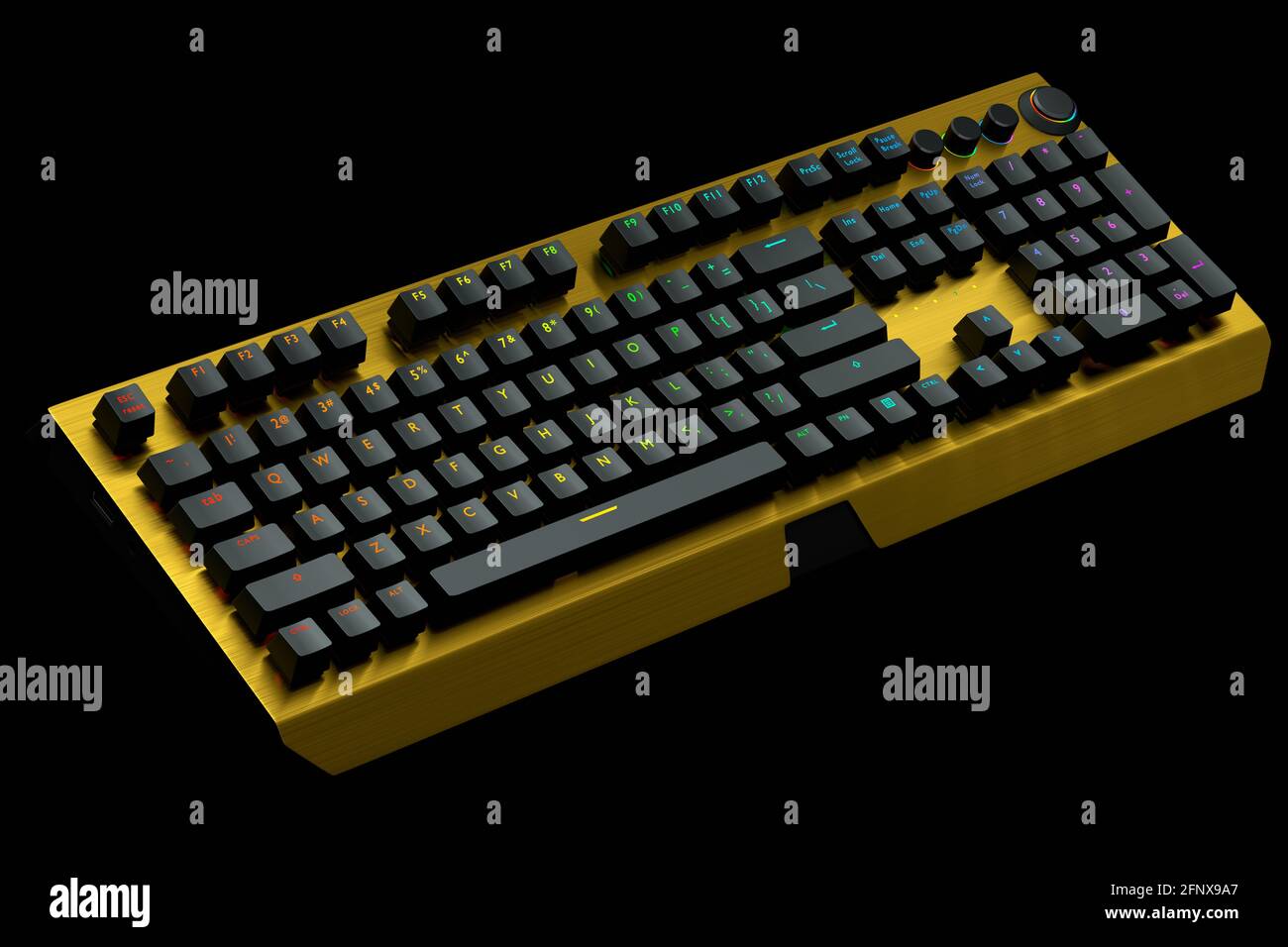 Yellow computer keyboard with rgb colors isolated on black background Stock Photo Alamy