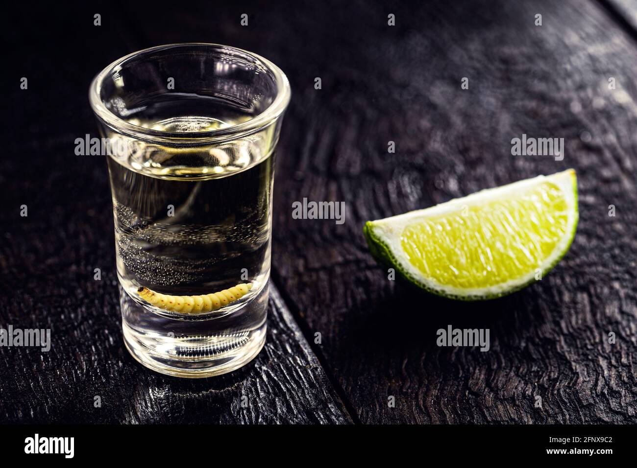 glass with mezcal (or mescal) is commonly known as tequila with larvae or worm, an exotic