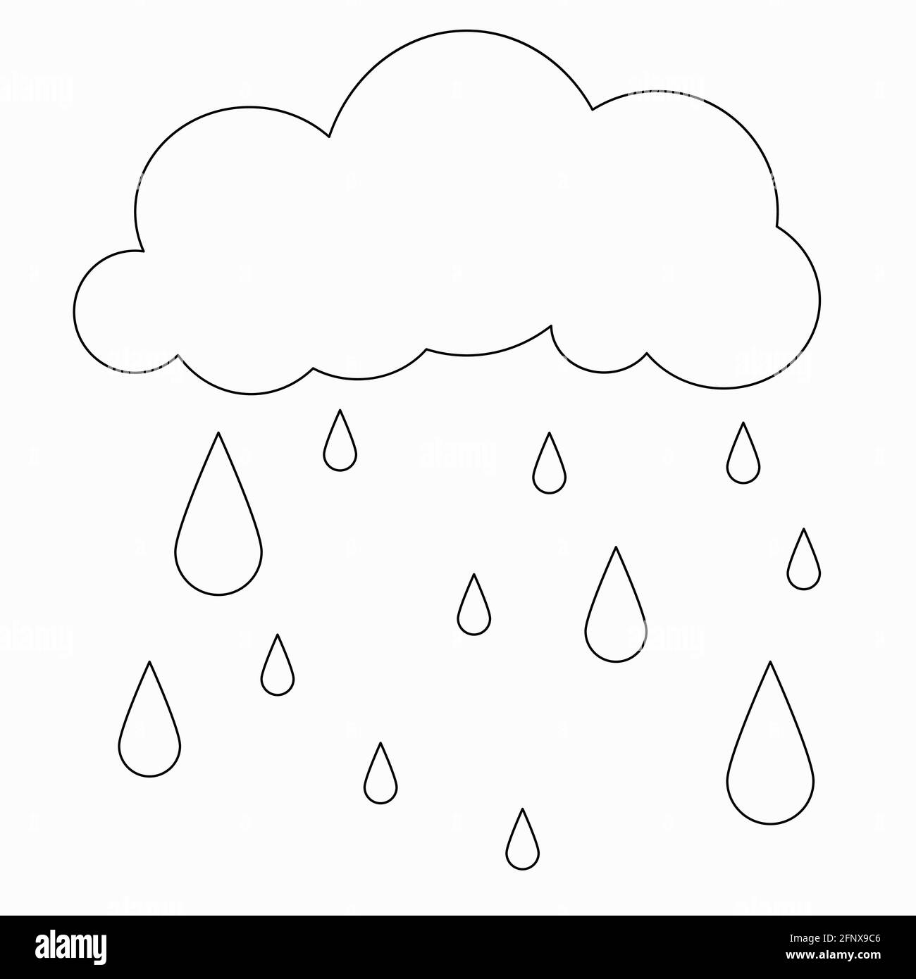 Cloud and drops coloring page isolated vector illustration Stock Vector ...