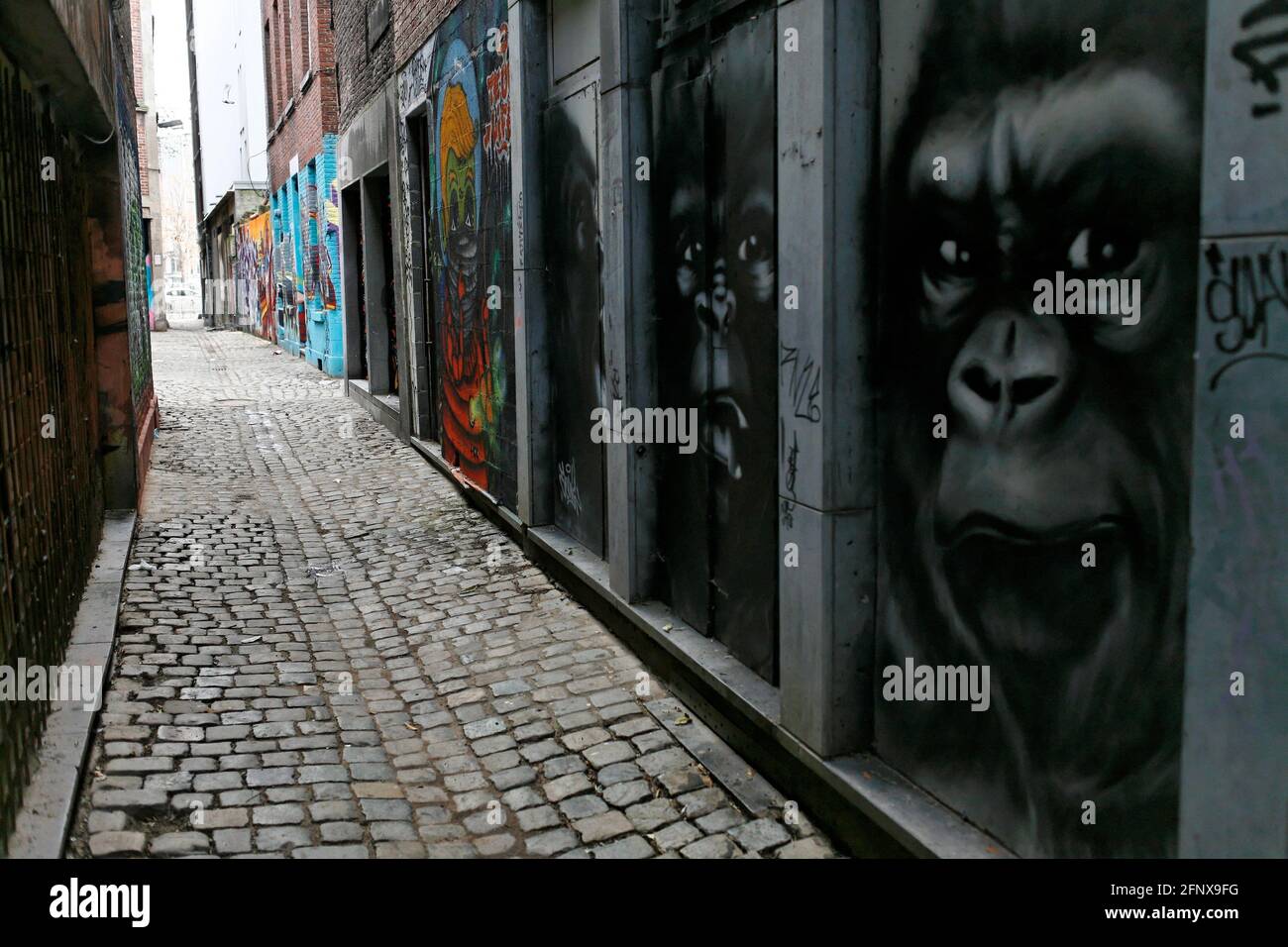 Graffiti au centre de Liège Belgique Stock Photo