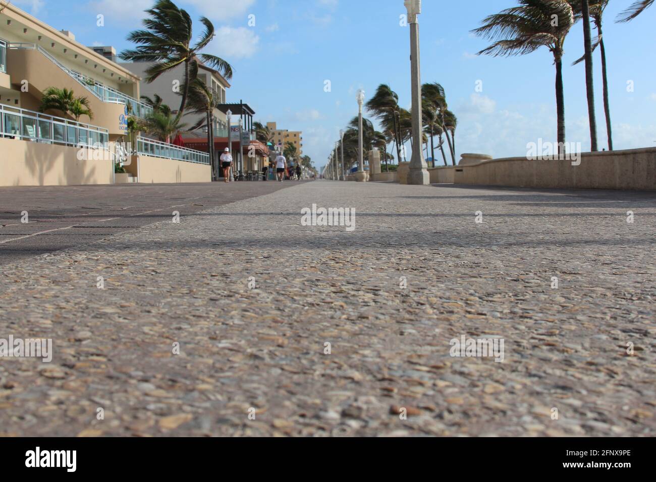 low angle beach boardwalk Stock Photo