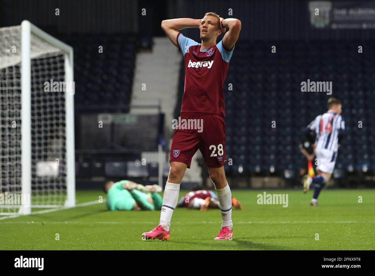 West Ham United's Tomas Soucek rues a missed chance during the Premier League match at The Hawthorns, West Bromwich. Picture date: Wednesday May 19, 2021. Stock Photo
