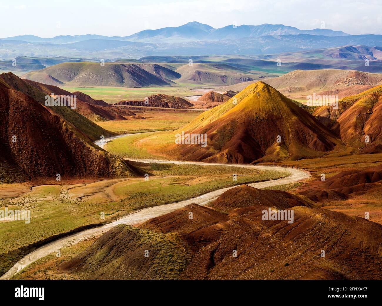 “Ala dagh lar” or colored mountains has unique scene and It is located about 25 km northeast of the city of Tabriz in East Azerbaijan. Stock Photo