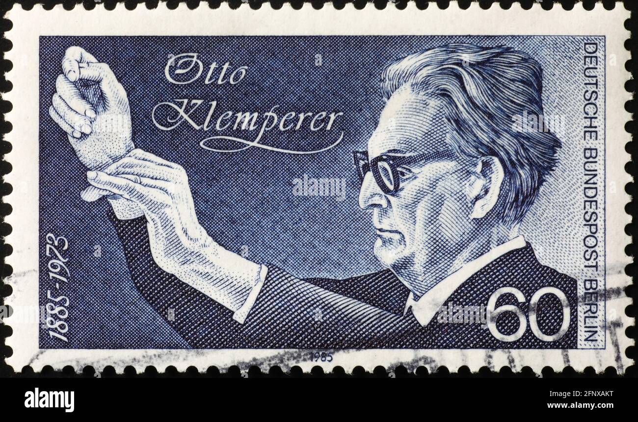 Conductor Otto Klemperer on german postage stamp Stock Photo