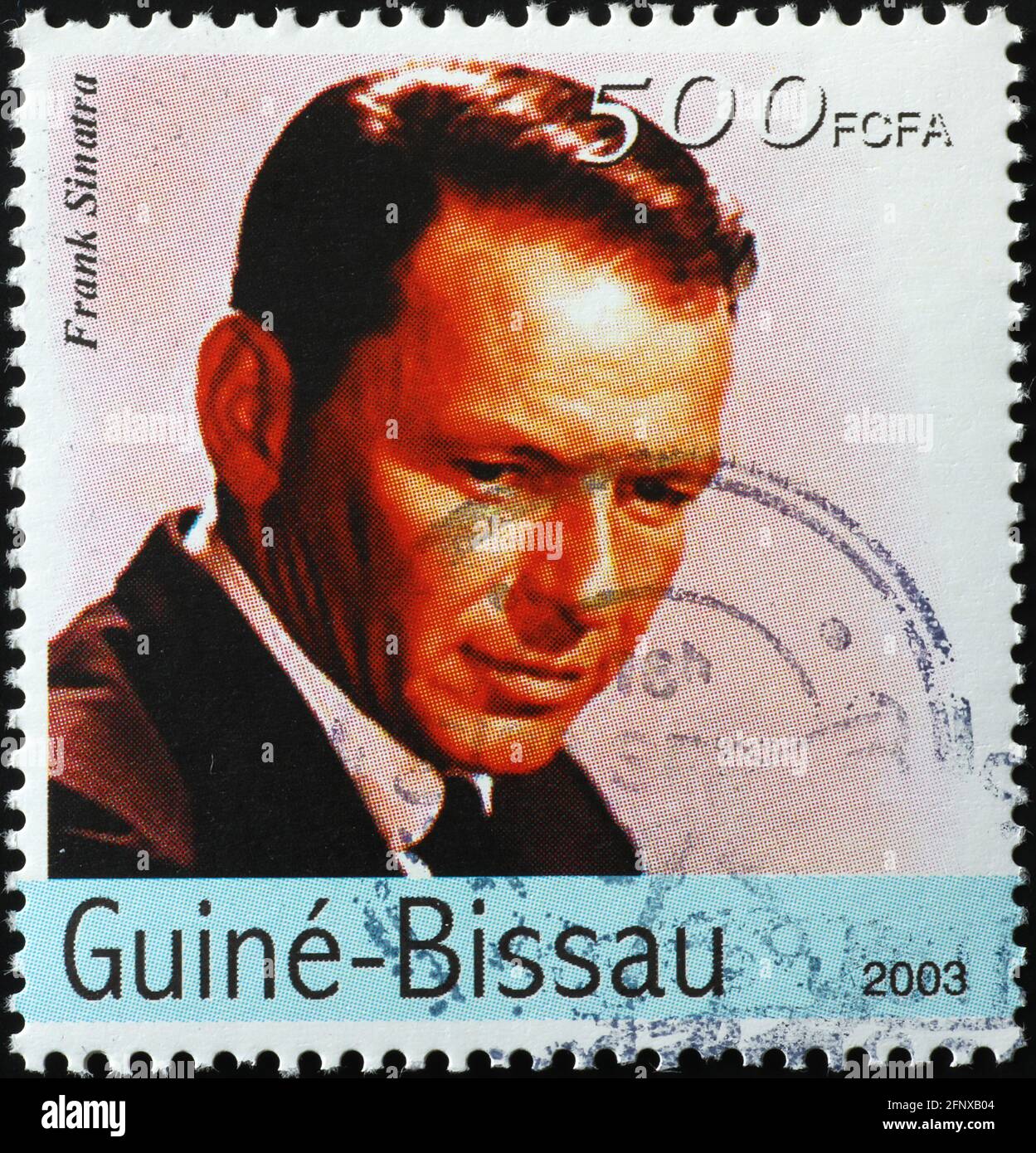 Frank Sinatra portrait on postage stamp of Guinea Bissau Stock Photo