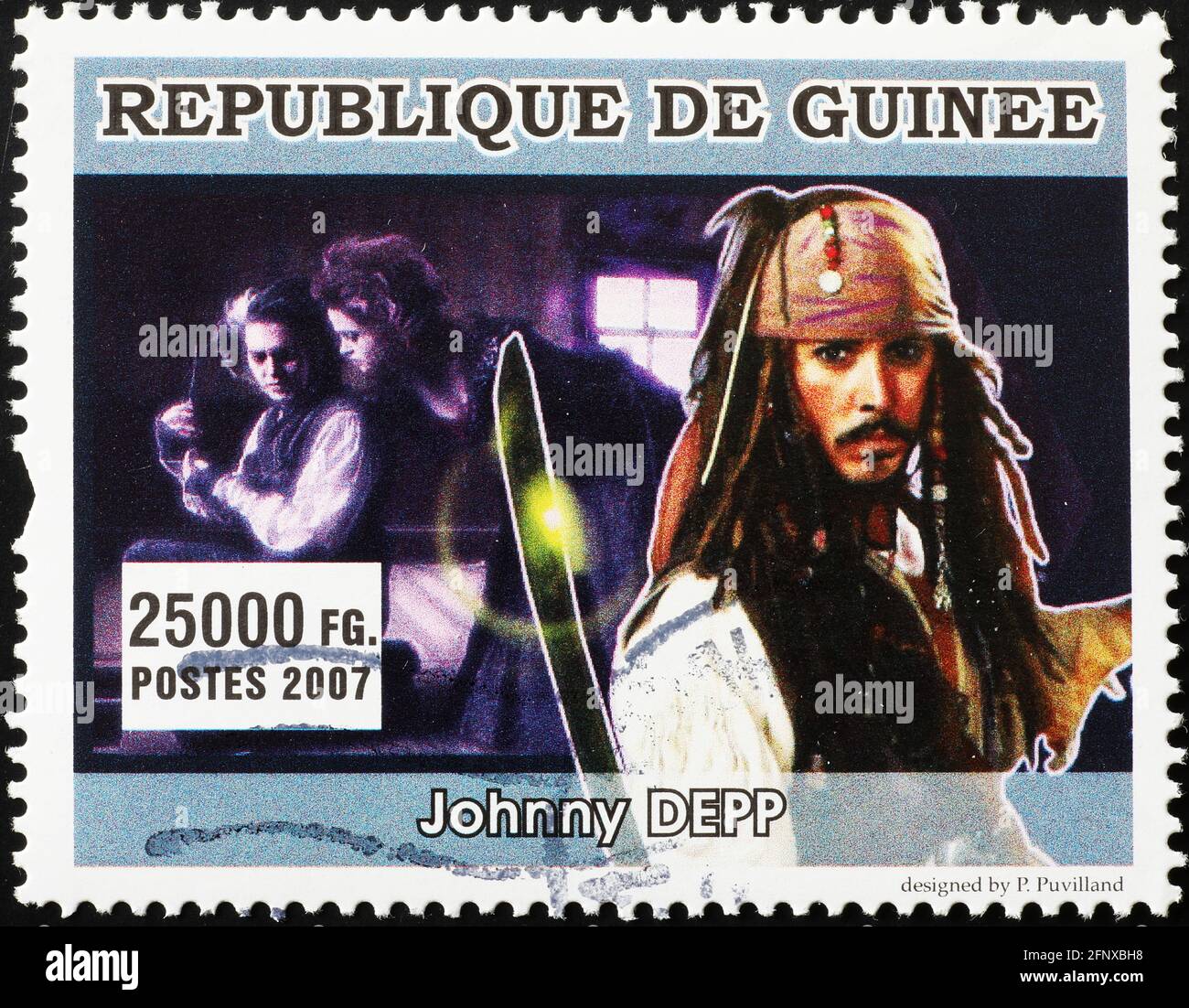 Johnny Depp as Jack Sparrow on postage stamp Stock Photo