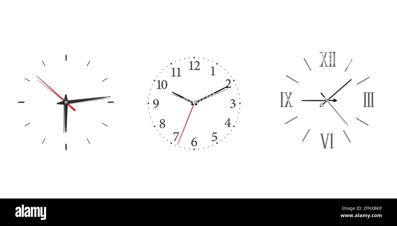 Modern wall clock set with roman and Arabic numerals in minimalism