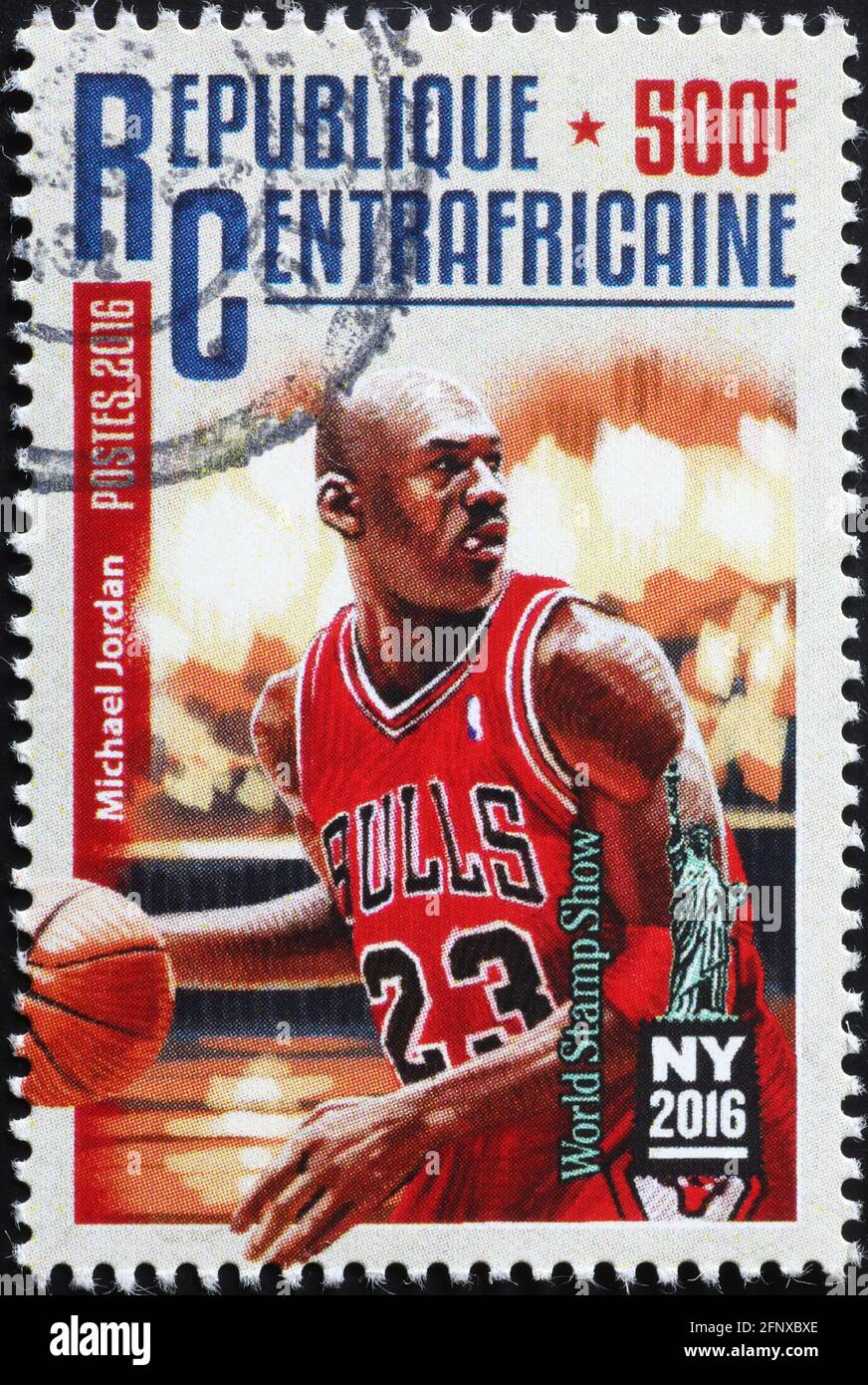 Michael Jordan on african postage stamp Stock Photo