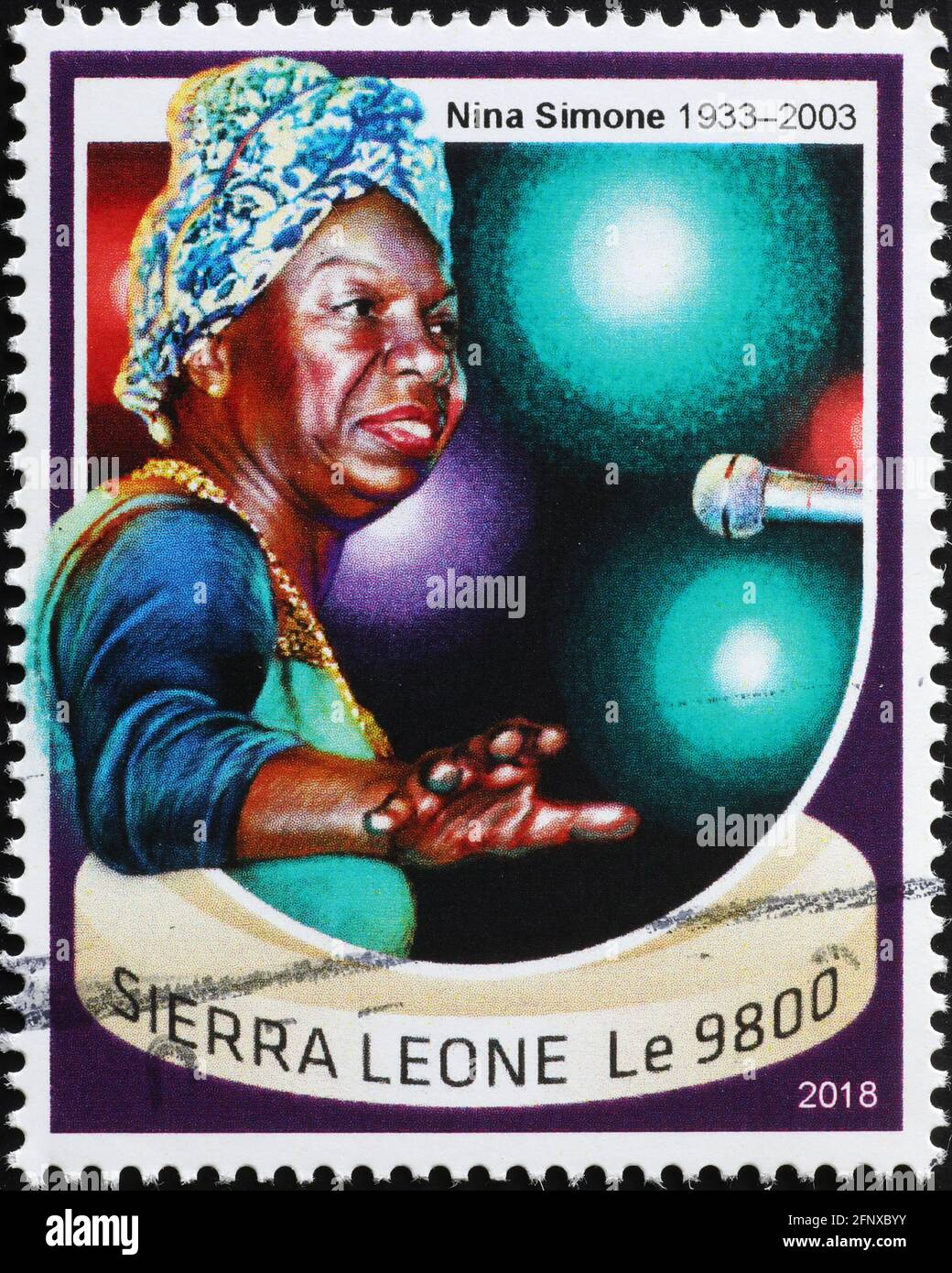 Nina Simone in concert on postage stamp Stock Photo
