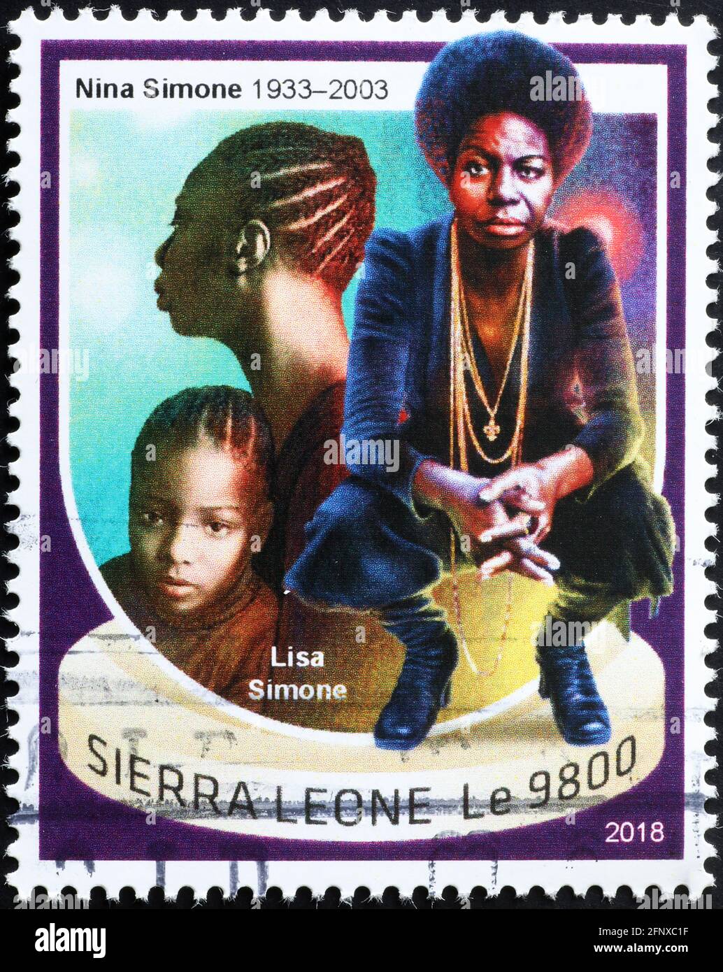 Nina Simone portrait on postage stamp Stock Photo