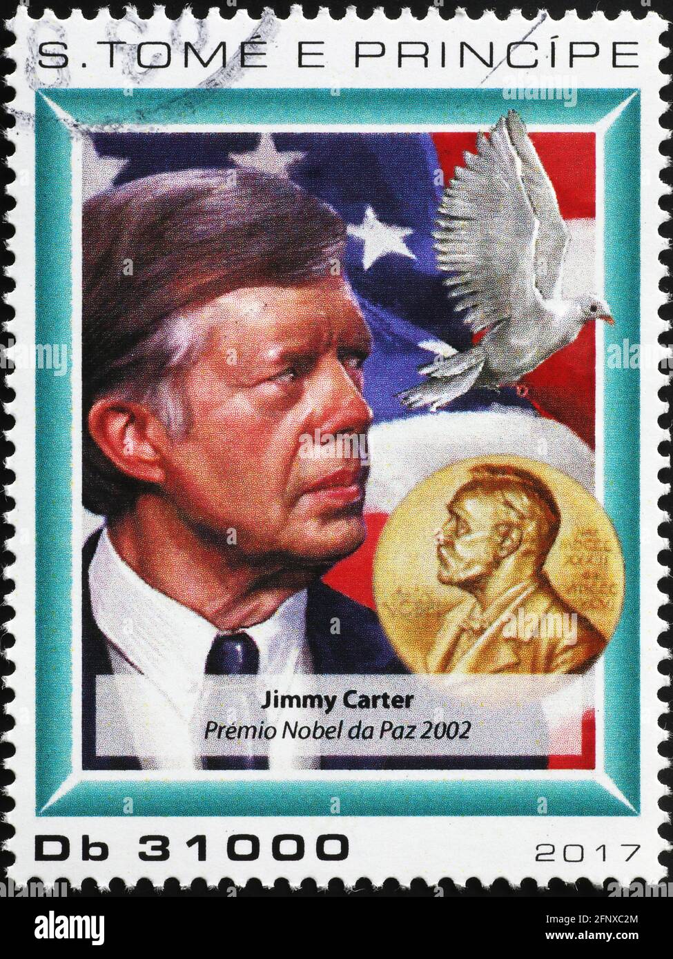 Nobel prize Jimmy Carter on postage stamp Stock Photo Alamy