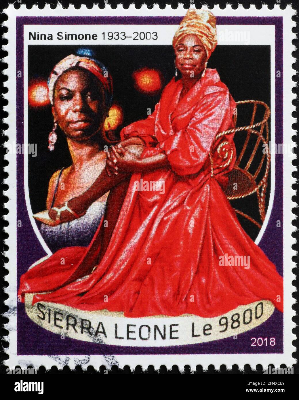 Portrait of Nina Simone on postage stamp Stock Photo