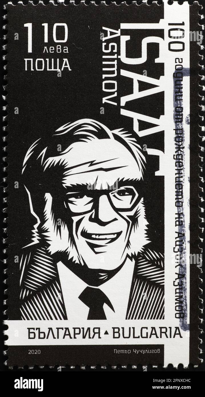 Science fiction writer Isaac Asimov on postage stamp Stock Photo