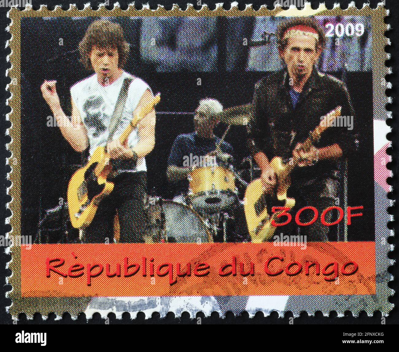 Rolling Stones in concert on african postage stamp Stock Photo