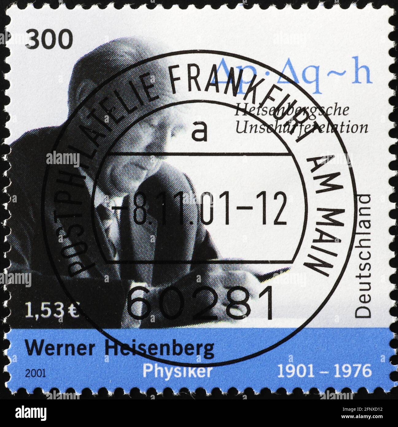 Werner Heisenberg portrait on german postage stamp Stock Photo