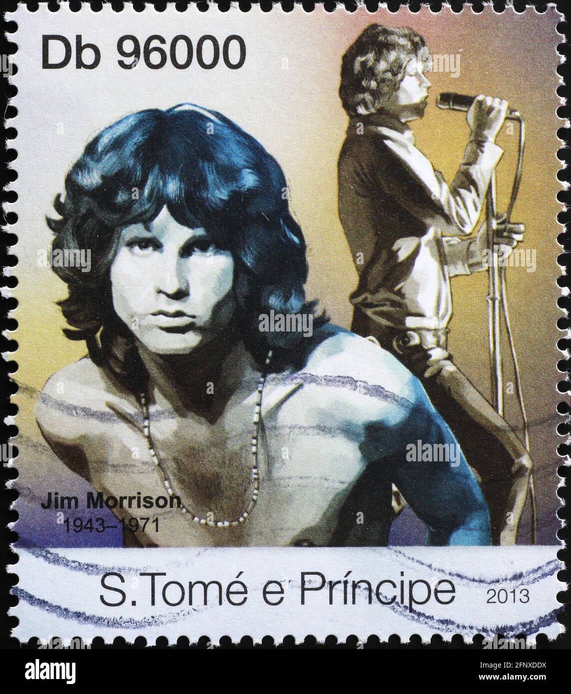 Jim Morrison of the Doors on postage stamp Stock Photo
