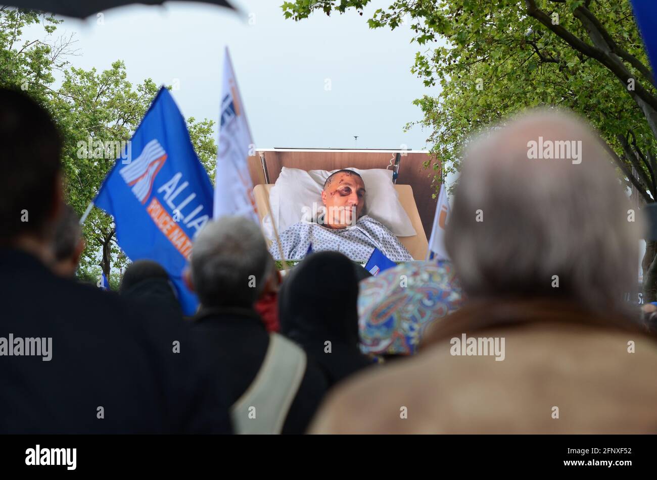 Paris gathering of angry policemen. 35000 people according to the organizers, and deputies from all sides are present. Stock Photo