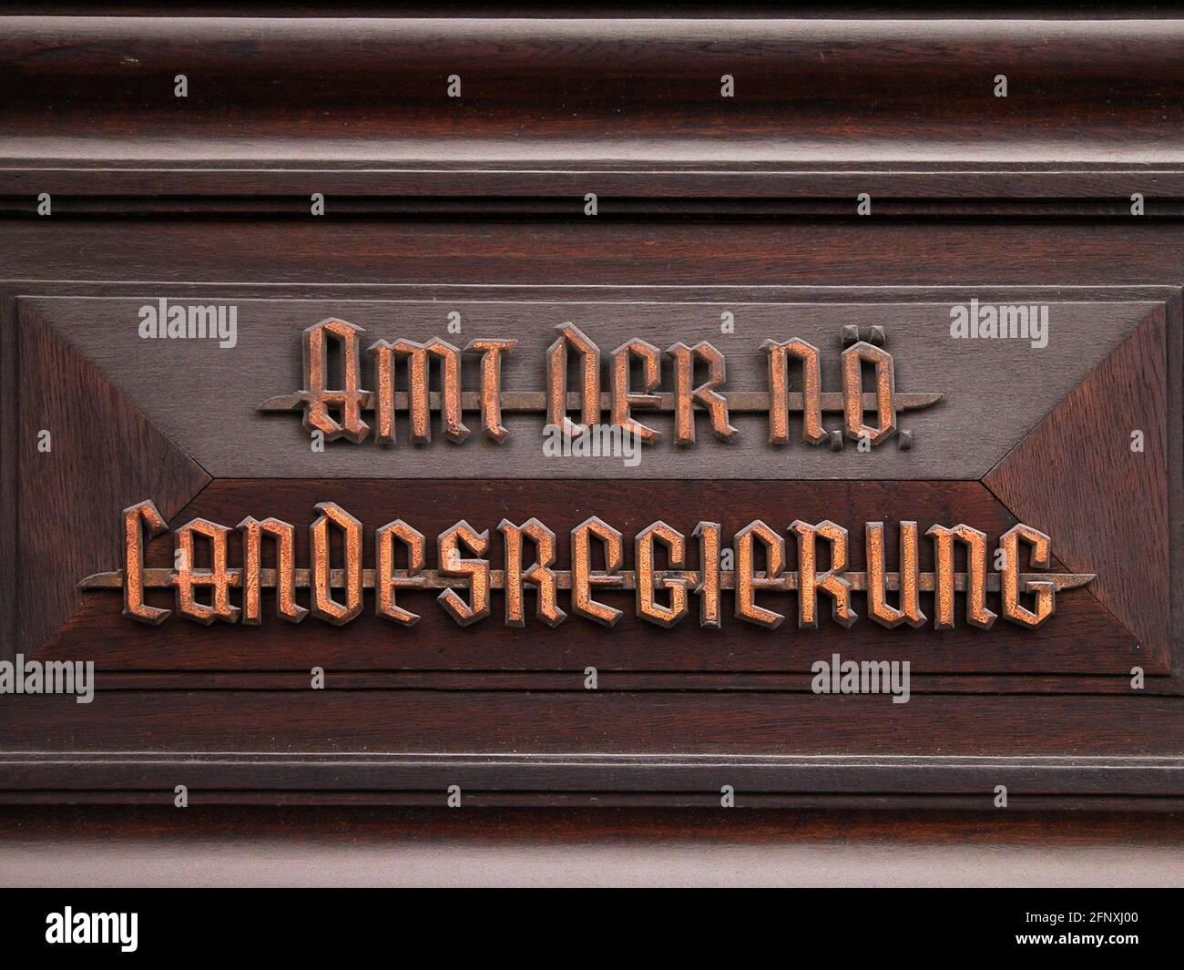 label Department of the Provincial Government of Lower Austria, Amt der Niederoesterreichischen Landesregierung, Austria, Lower Austria, Vienna Stock Photo