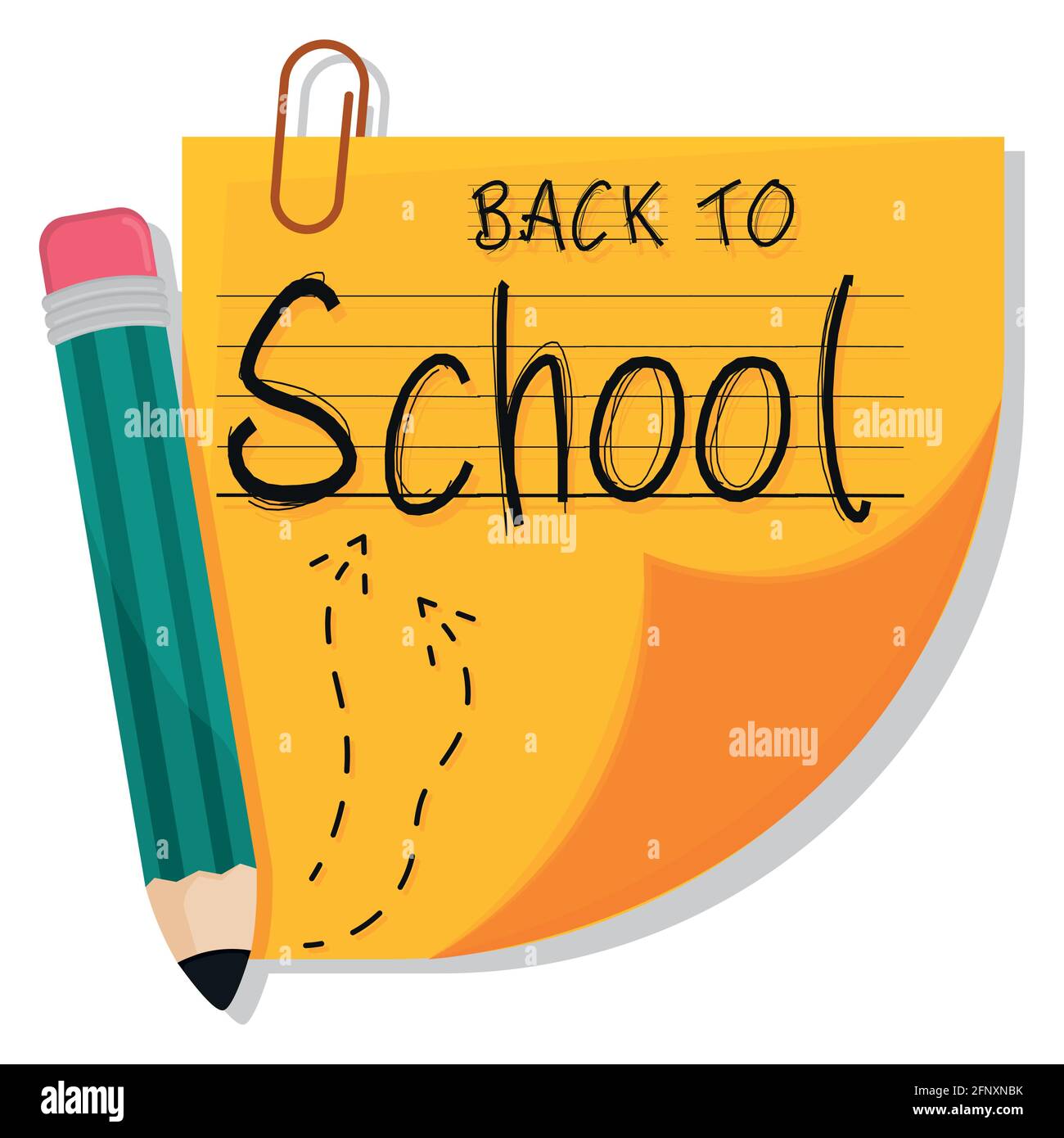 Sheet of paper and pencil Back to school Vector illustration Stock ...