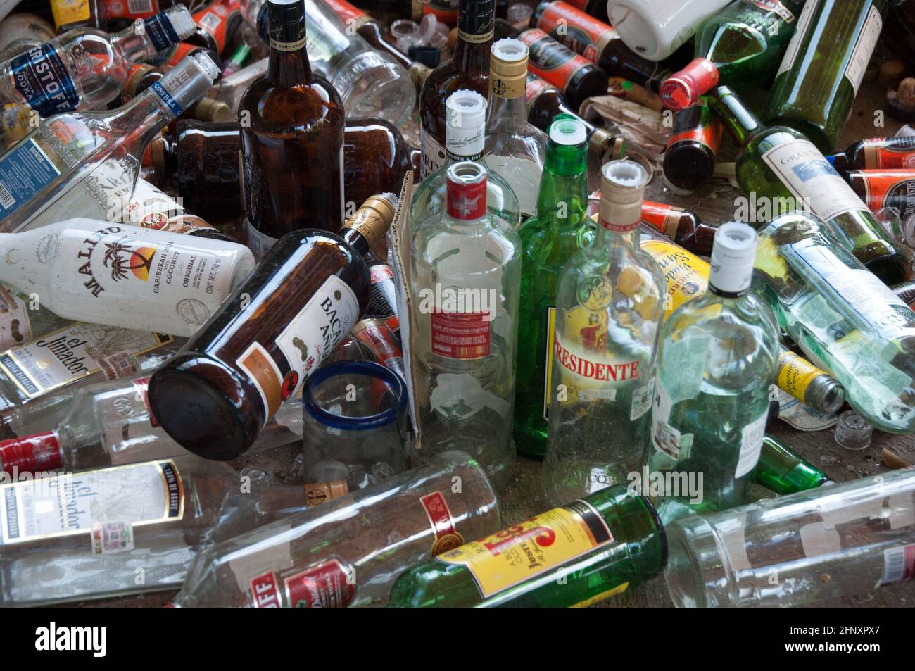 Trash of alcoholic beverage bottles Stock Photo Alamy