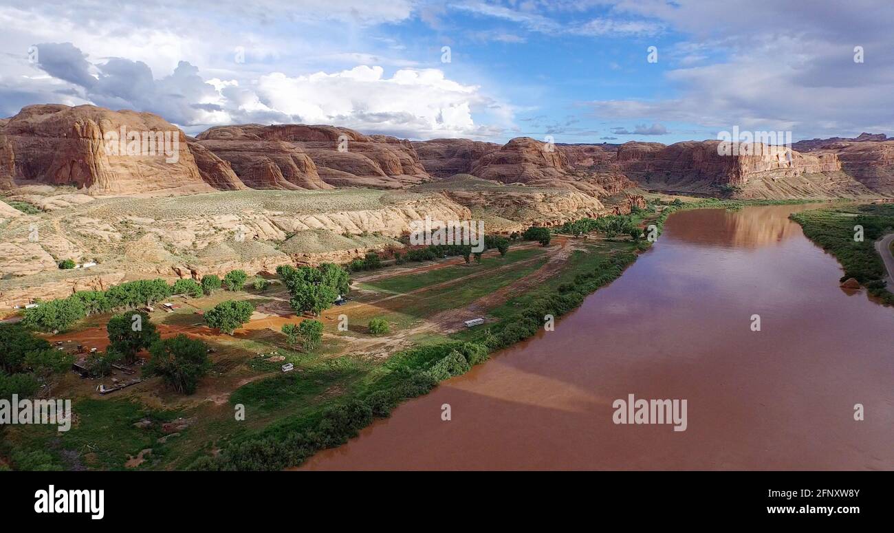Colorado River running near Moab, Utah Stock Photo