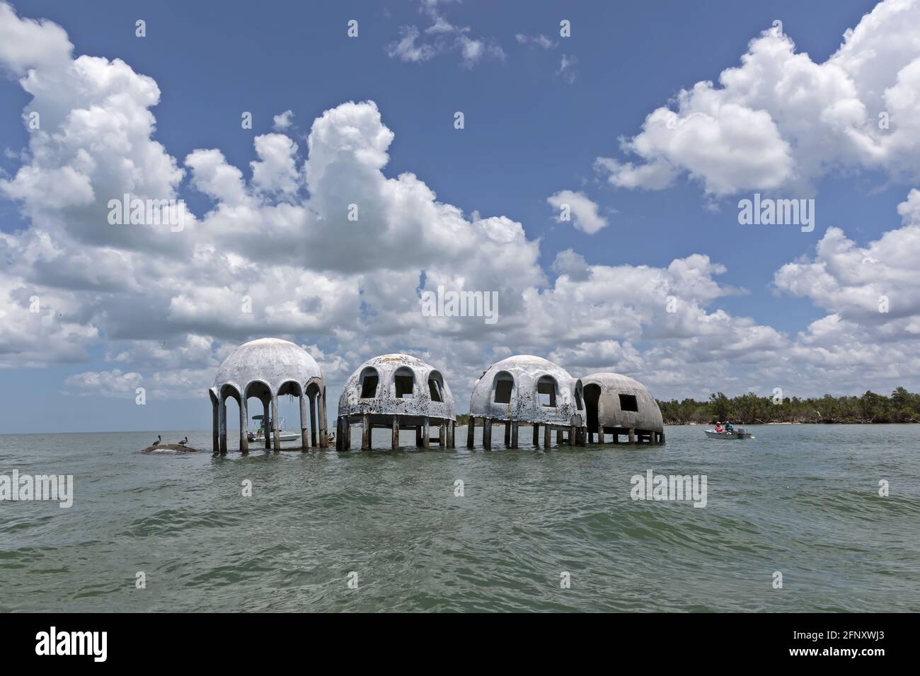 Cape Romano Dome Houses south of Marco Island, in the Ten Thousand Islands of Collier County, Florida Stock Photo