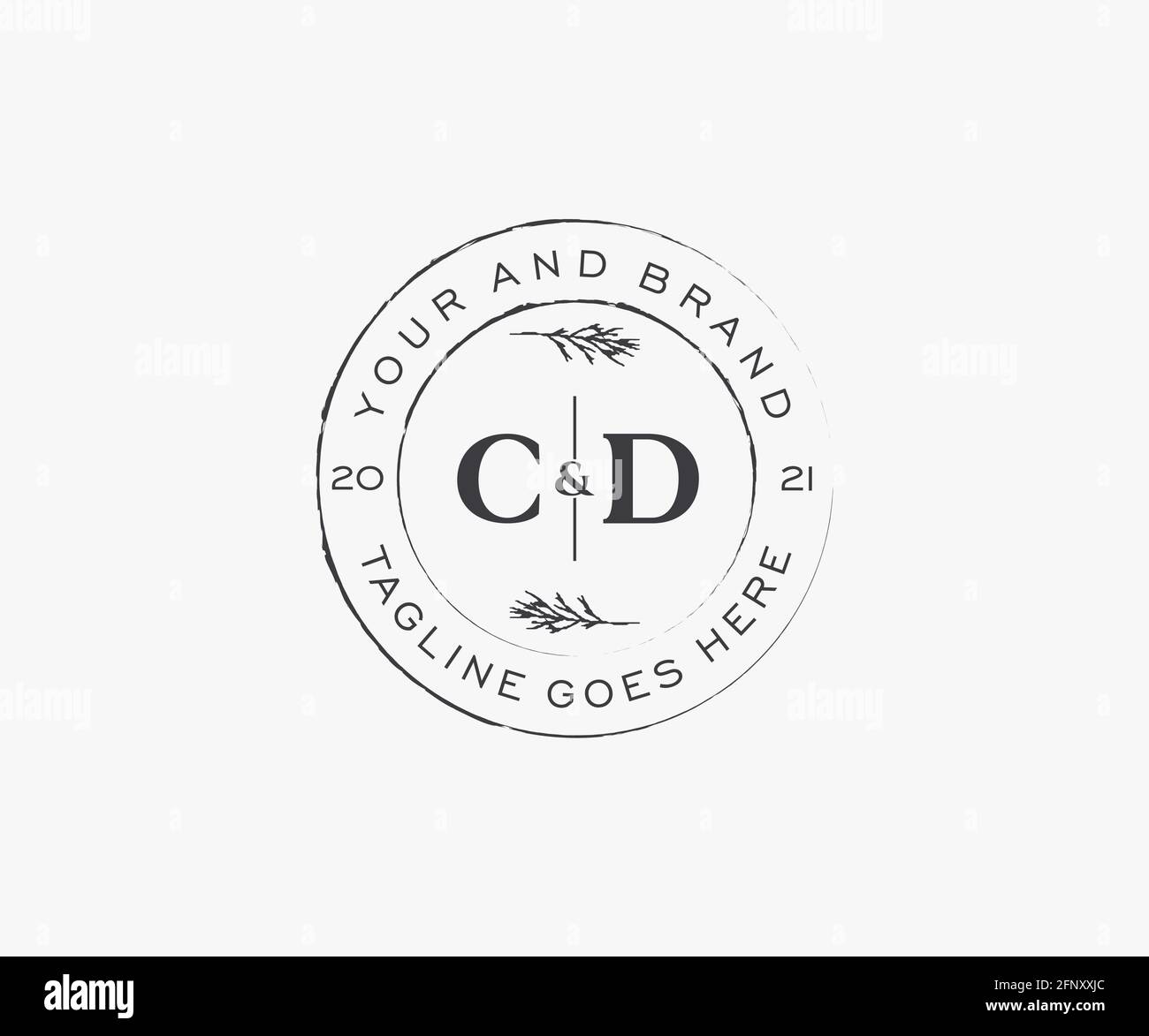 CD letters floral frames. Botanical feminine editable premade monoline ...