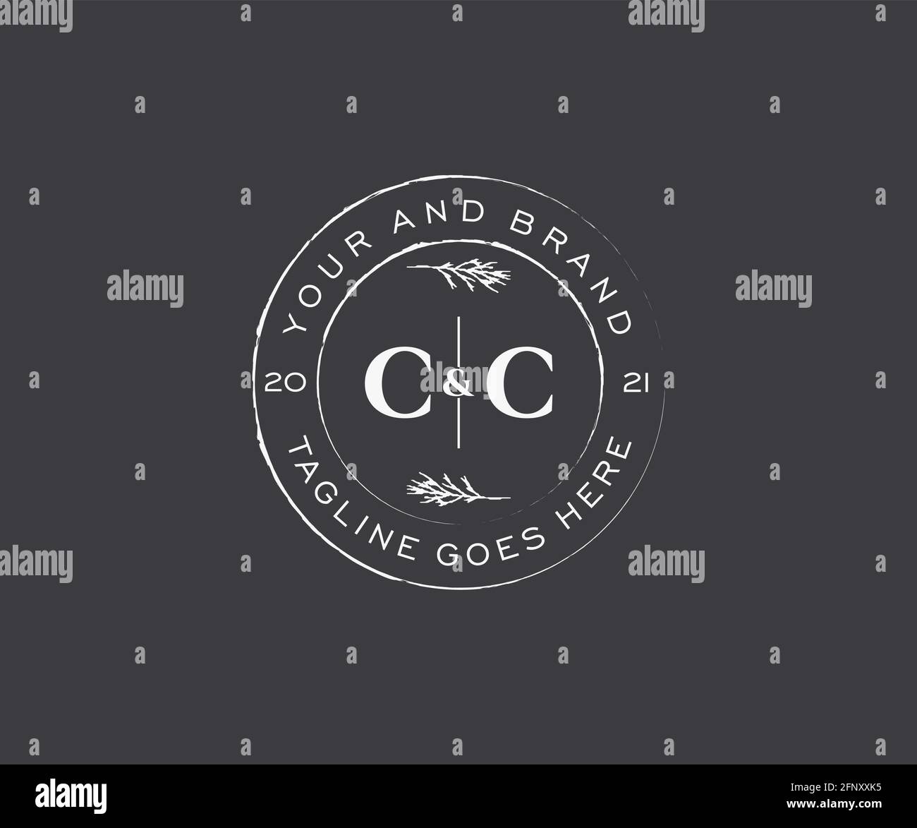 CC letters floral frames. Botanical feminine editable premade monoline ...
