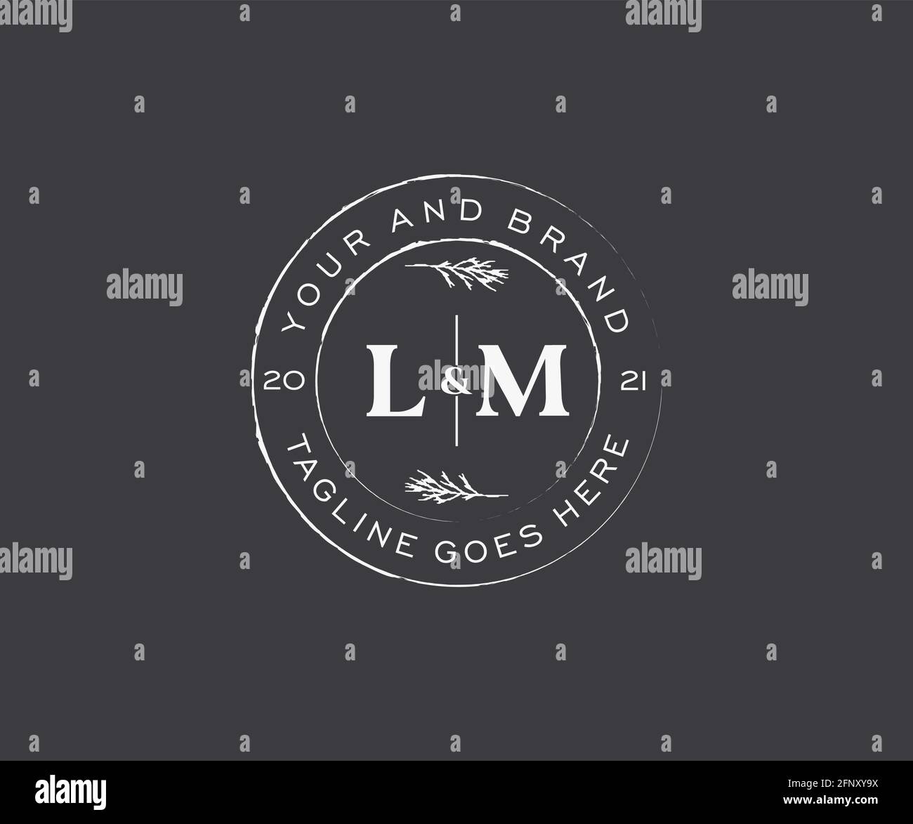 LM letters floral frames. Botanical feminine editable premade monoline ...