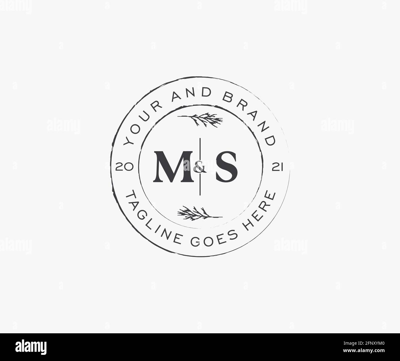 MS letters floral frames. Botanical feminine editable premade monoline ...