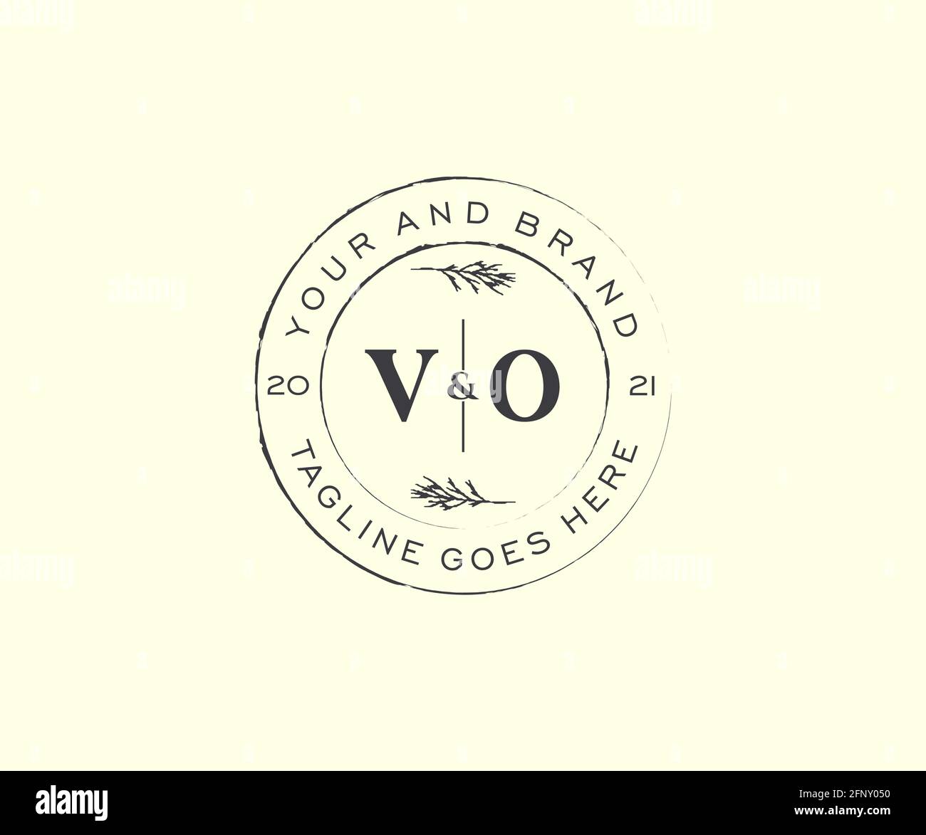 VO letters floral frames. Botanical feminine editable premade monoline ...