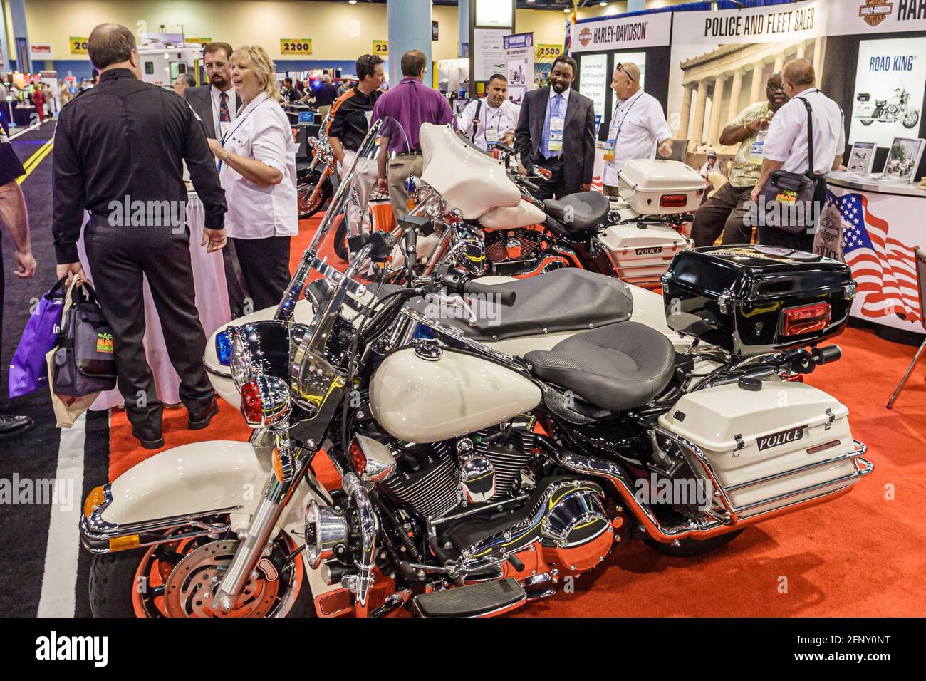 Florida,Miami Beach Convention Center,centre,IACP International Association of Chiefs of Police annual conference,Harley Davidson Motorcycle police fl Stock Photo