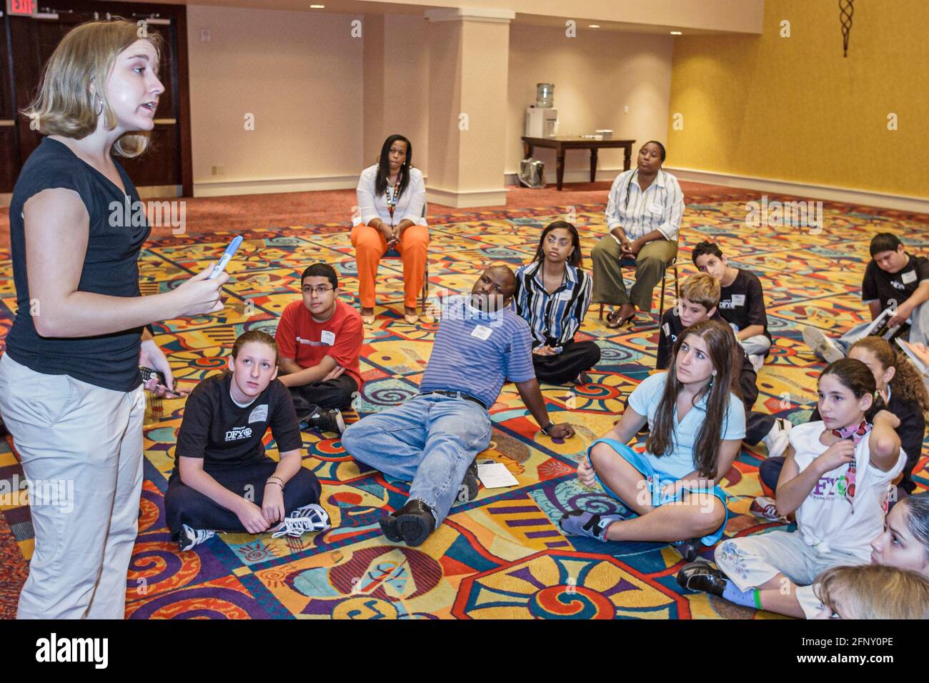 Miami Florida,Drug Free Youth In Town DFYIT Leadership Conference,teens teenage teenagers students Black Hispanic teamwork exercise workshop speaker,p Stock Photo