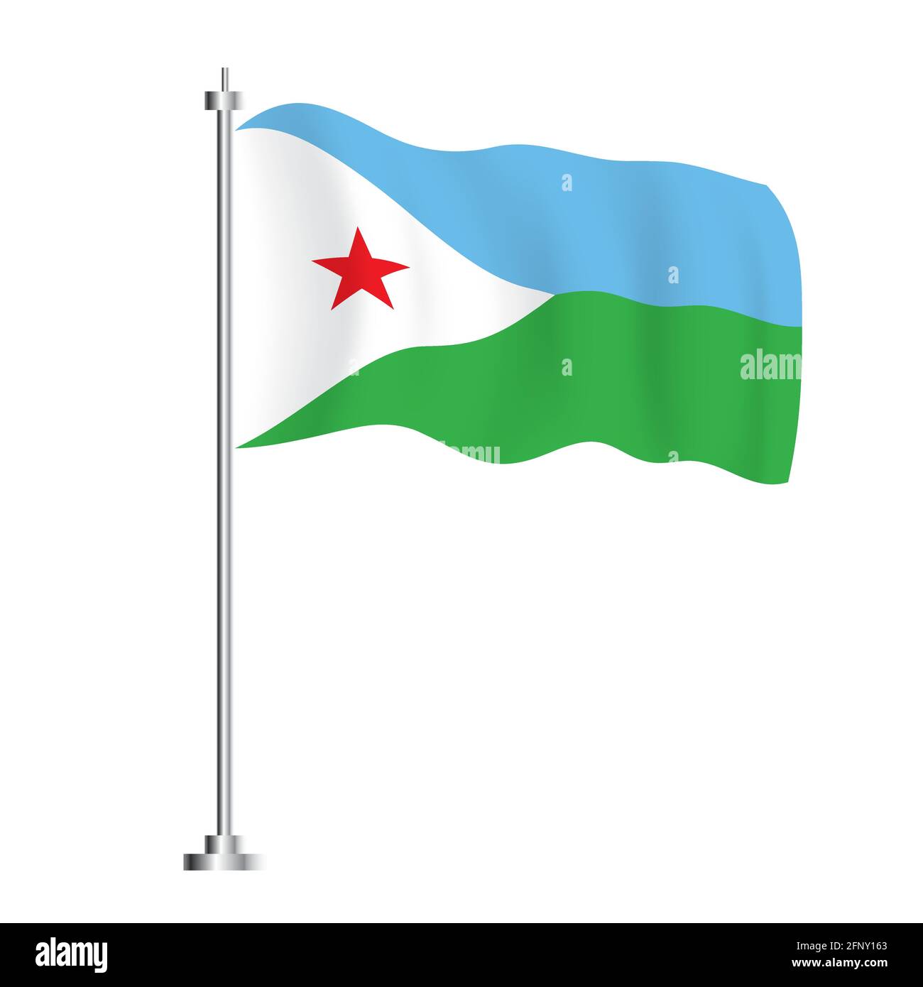 Djibouti Flag. Isolated Wave Flag of Djibouti Country. Vector