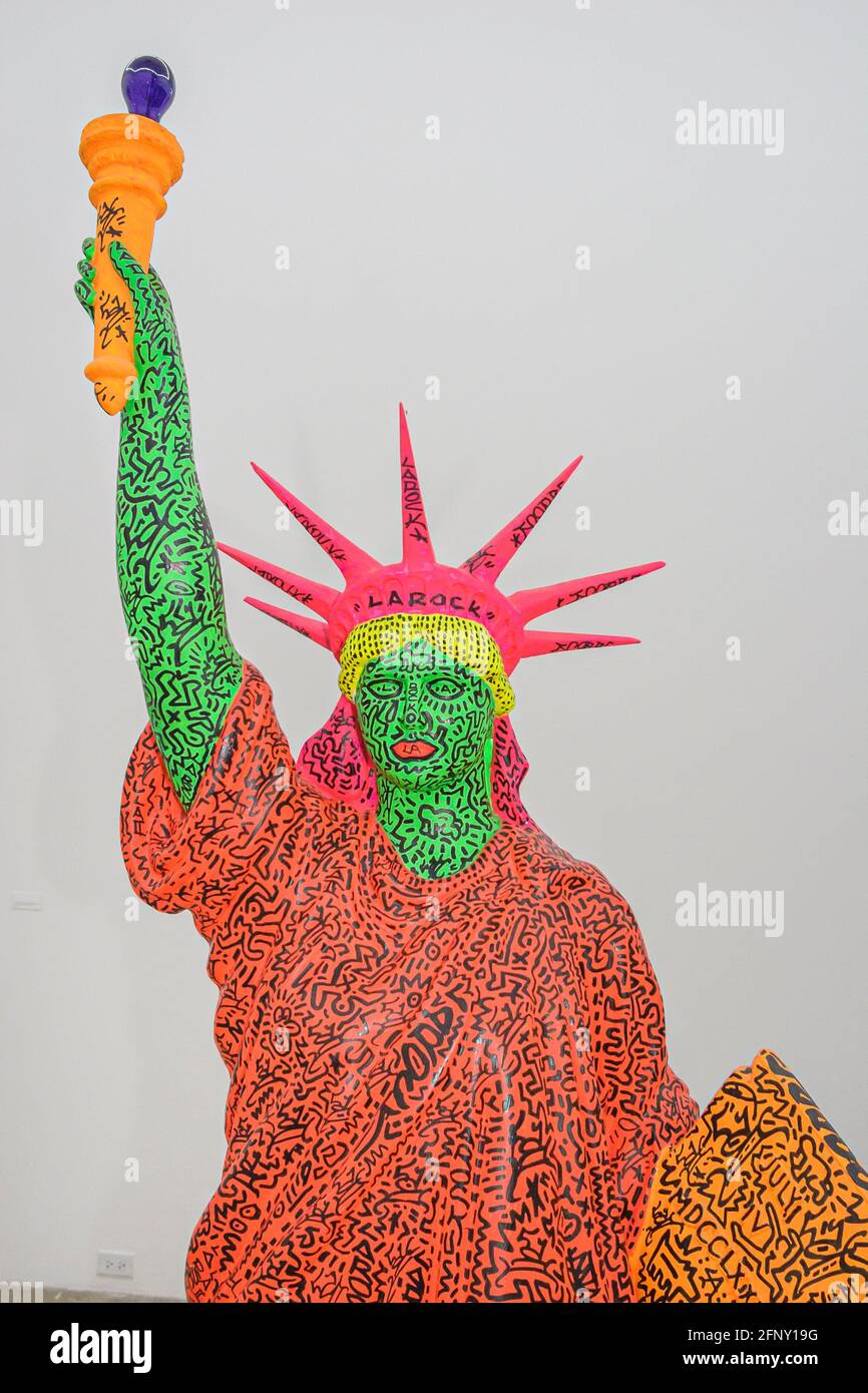 Miami Florida,Wynwood Arts & Design District,gallery Rubell Family Collection contemporary art,Statue of Liberty figure, Stock Photo