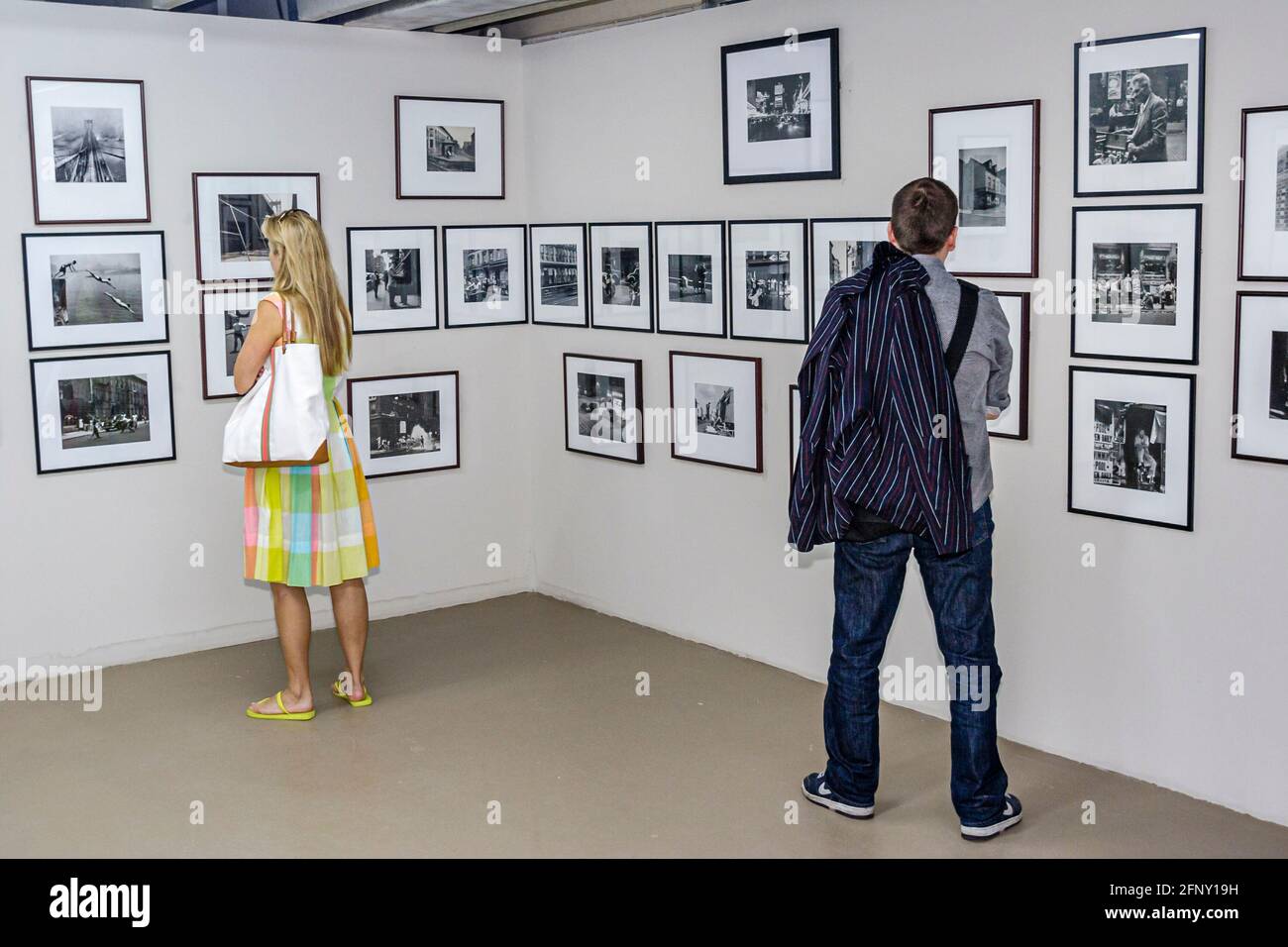 Miami Florida,Wynwood Arts & Design District,gallery Margulies Collection Warehouse contemporary art photo gallery,man woman female looking, Stock Photo